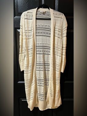 LOFT Outlet Open Weave Boho Long Cardigan Sweater